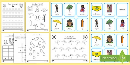 Letter U Worksheet and Activity Pack for PreK-K