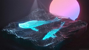 Synthwave Whales Live Wallpaper - MoeWalls