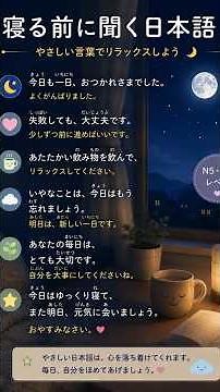 今日もおつかれさま｜夜に聞きたい やさしい日本語｜｜N5・N4 Japanese Listening #日本語 #japaneselearning #n5 #n4