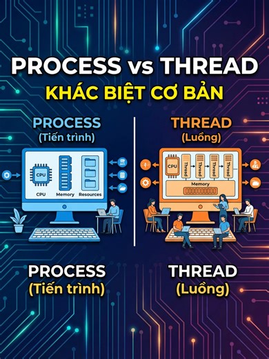 Process vs Thread: Câu Hỏi Cân Não Của Mọi Lập Trình Viên #laptrinh #congnghe #kienthuc #backend #learnontiktok #hocgiaithuatcunghpn