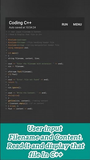 read and write to file using user input in c++ #filehandling #cpptutorial #codinglevelup