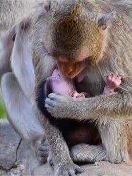 AW, Mommy Monkey’s Loving Hug #babymonkeys #babyprimates #animals