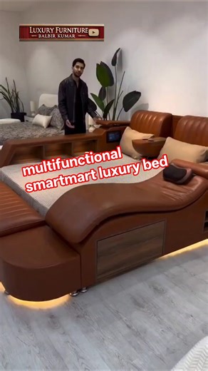 Multifunctional Smart King Bed Frame, Luxury Platform Bed with Massage Recliner/Speaker/USB #shorts