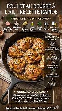 🧄 RECETTE EXPRESS : Poulet au Beurre d'Ail Prêt en 15 Minutes Chrono ! 🍗