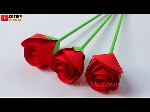 HOW TO MAKE PAPER ROSE FLOWER - EASY WAY TO MAKE REALISTIC PAPER ROSE - PAPER CRAFT