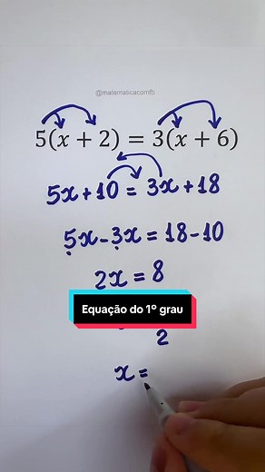 Equação do 1º grau #matematica #matematicabasica #estudar #aprender | math
