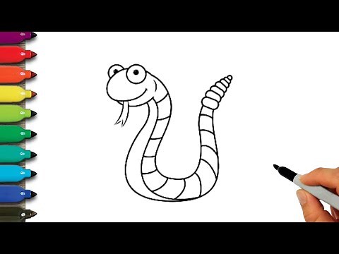 How to draw a Snake 🐍/Easy drawing step by step/Easy and simple snake drawing for kids.
