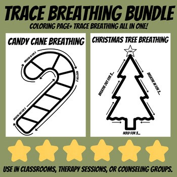 2 Christmas Trace Breathing Coloring Pages – Candy Cane & Christmas Tree