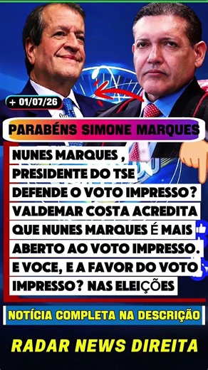 🔴 URGENTE! Nunes Marques e Valdemar Costa falam sobre voto impresso...