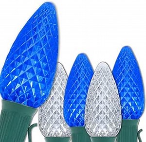 Wintergreen Lighting OptiCore 50 Lights, 50 ft Blue/Cool White C9 LED Christmas Lights Outdoor – Commercial-Grade, Parallel Wired, Customizable, Energy Efficient, 18 Gauge, IP67