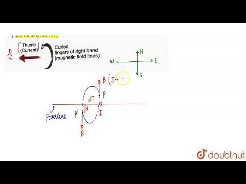 A current through a horizontal powerline flows in east to west direction. What is the direction ...