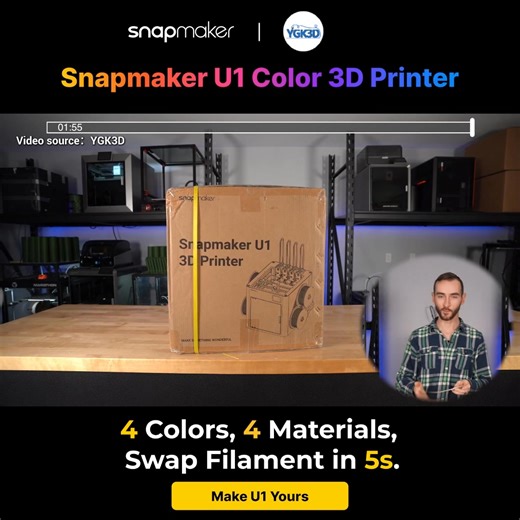 💥Snapmaker U1 — a groundbreaking success on Kickstarter! 4 toolheads for multi-color & multi-material printing, a game changer in 3D printing！ ✅Get Snapmaker U1 and you won't regret it! | Snapmaker