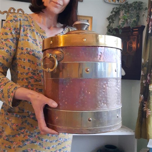 Large Antique Edwardian Copper and Brass Lidded Coal or Logs Bin Fireplace Decor - Etsy