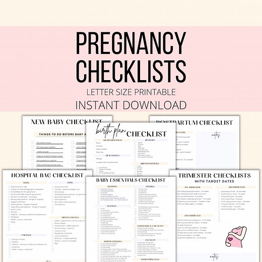Pregnancy Checklists Bundle Printable, Pregnancy Planner to Do Lists PDF, Pregnancy Planning Digital Download, New Mom & Baby Checklists - Etsy