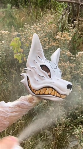 Black and White Kitsune Mask Painting | Japanese Culture Art