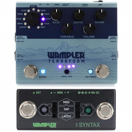 Wampler Terraform Modulation Multi Effect Pedal with Syntax Rig Control Pedal