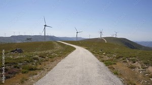 Serra da Freita Arouca Geopark wind turbines landscape, in Portugal