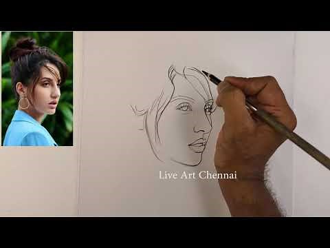 Nora Fatehi Pencil Drawing Challenge Without Eraser | Pencil Drawing Tutorial | Live Art Chennai