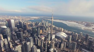 4K Aerial Sequence of Toronto, Canada - Downtown Toronto during the Winter