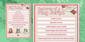 Features of a Play Script Display Poster (from the Little Red Riding Hood Collection)