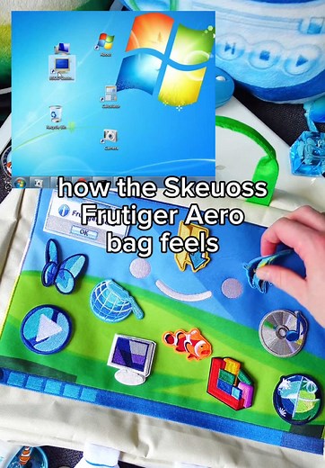 bringing computer desktops to the physical world with our Frutiger Aero bag #frutigeraero #skeuossbag #frutigeraerobag