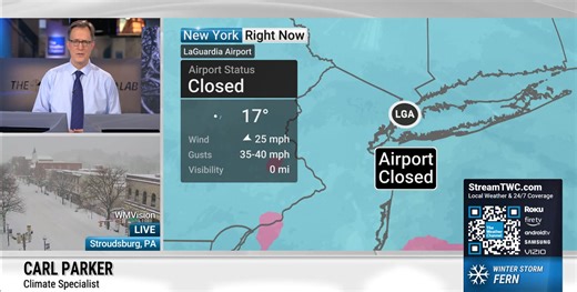 ALERT: LaGuardia Airport has shut down as Winter Storm Fern slams the Northeast. Continue to watch The Weather Channel for live travel updates. | The Weather Channel
