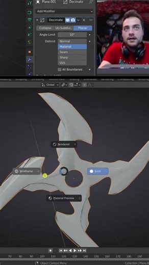Pt.7 Modificador Decimate/Decimar en Blender #short #shorts #3d #blender #tutorial #tips