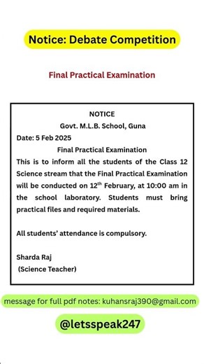 Notice Writing: Final Practical Examination | Class 10 & 12 English