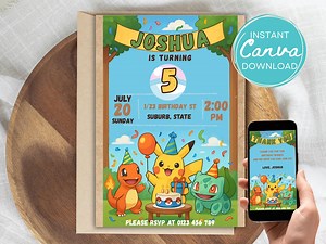 Editable Pokemon Birthday Invitation Template Pikachu Card Invitation | Canva Editable Pokemon Birthday Card Printable Pokemon Invite Party - Etsy UK