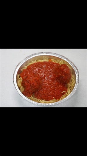 Our Meatball Pasta comes with 2 Giant Meatballs, that are made of Beef, Pork & Veal.