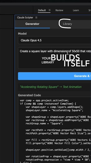 NEW: 20% Off until Feb 7. Claude Scripter is an AI-powered scripting assistant for Adobe After Effects. It allows you to generate, run, and save ExtendScript (JSX) code using natural language prompts powered by Anthropic's Claude models. https://aescripts.com/claude-scripter/ #aftereffects #aescripts #claude | aescripts