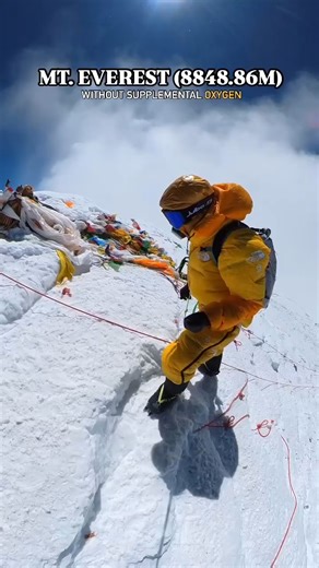 Explore Nepal | Travel ,Trekking & News 2026 on Instagram: "Summited Mount Everest 🤯🏔️ — without supplementary oxygen. A rare and extraordinary achievement that represents the absolute limit of human endurance, discipline, and mental strength. Above 8,000 m, every breath is earned — and only a few in history have ever done it this way. This is Everest in its purest form. ✅ Are you planning to Climb Mount Everest – Top of the World one day? ✅ Or planning the Everest Base Camp Trek 2025/26? 🟩 E