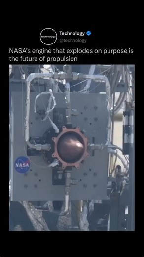 Technology on Instagram: "This rotating detonation engine creates thrust using continuous explosion waves instead of traditional steady combustion. The controlled detonations burn fuel more efficiently, producing higher thrust with less weight and fuel consumption. This breakthrough could enable faster, lighter, and more efficient space travel in the future. Love technology? Follow @Technology Credits: NASA #space #nasa #engineering #technology #innovation"