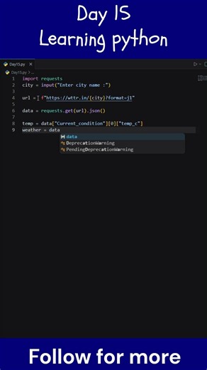 Genzcoder18 Day 22/100 Checking weather with Python⚡️#codingjourney #100daysofcode #pythonbeginner
