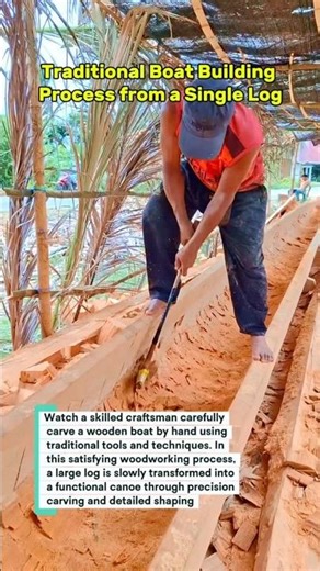Hand-Carved Wooden Canoe | Traditional Boat Building Process from a Single Log