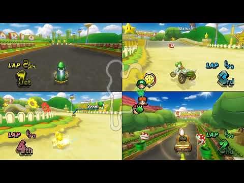 Mario Kart Wii GCN Mario Circuit 4 player Netplay race 60fps