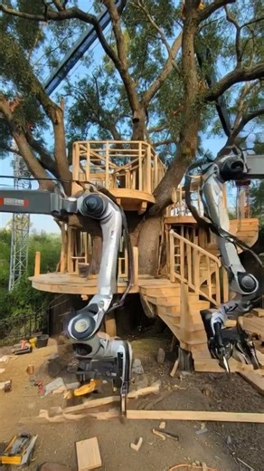 Building a house in the forest (ASMR) - built a mini house inside a tree trunk