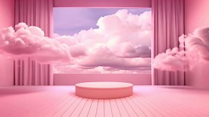 Download Pink magenta fantastic 3d clouds on the floor, sky and landscape. Gentle colors and with bright lights. for free