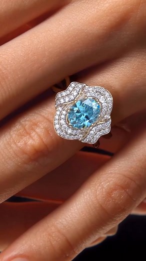 A bolt out of the blue ⚡️ A prong-set blue topaz glimmers on 60 pristine diamonds in the Kurant Ring. Discover unique statements like this, only on bluestone.com. #Jewellery #BlueTopaz #BlueStoneAndMe #Ring | BlueStone