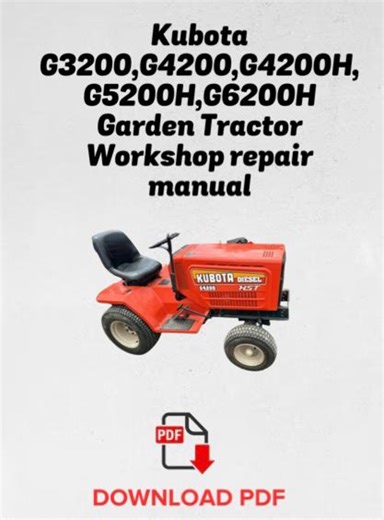 Kubota Garden Tractor Repair Manual G3200 G4200 G5200 G6200 (PDF) - Etsy Canada