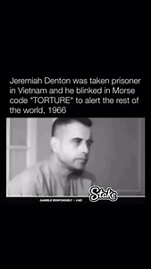 In 1966, during the Vietnam War, U.S. Navy Commander Jeremiah Denton was captured by North Vietnamese forces and forced into a propaganda interview on TV. Cleverly, he blinked in Morse code to spell “TORTURE,” secretly signaling to U.S. intelligence that American POWs were being tortured, giving the first proof of this abuse. | Historyinmemes
