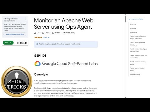 Monitor an Apache Web Server using Ops Agent | #GSP1108 | #qwiklabs | #arcade | #solution