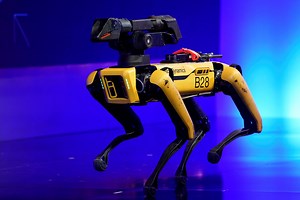 Boston Dynamics robot encourages social distancing in Singapore park