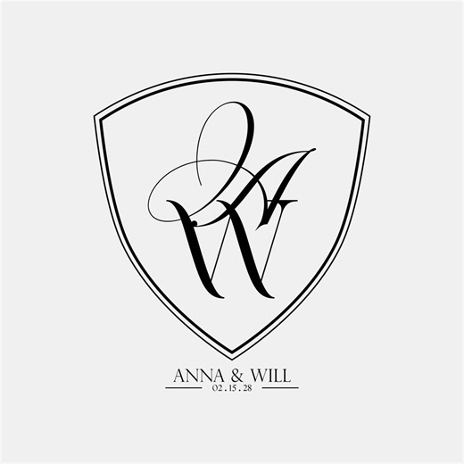Personalized Elegant Wedding Crest Logo Design, Custom Luxury Minimalist Logo, Professional Modern Logo, Engagement Welcome Board Logo Sign - Etsy