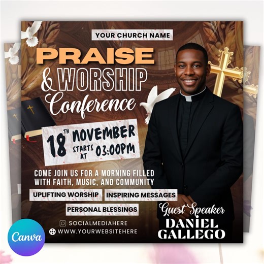 Editable Church Flyer Canva Template, Revival Church Flyer, Worship Conference Flyer Invitation Template, Flyer Template, Digital Download - Etsy