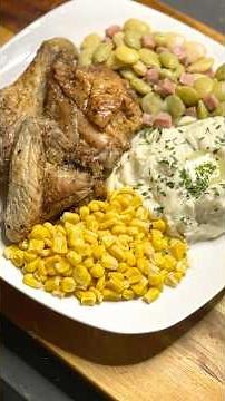 Baked Chicken, Roasted Garlic Mashed Potatoes and Lima Beans