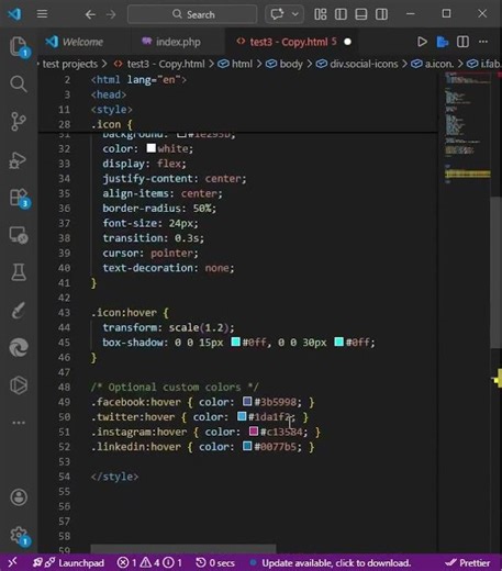 Cool Social Media Icons Design with CSS & HTML ✨💻 #Shorts
