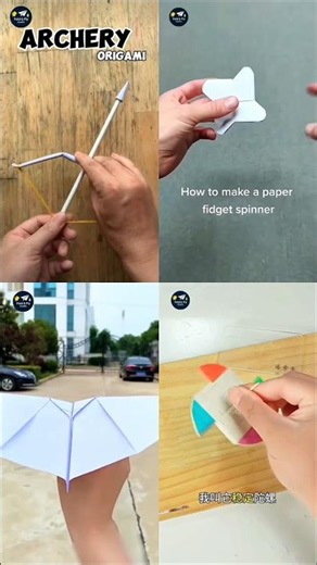paper bow and arrow , paper fidget spinner tutorial , Paper bat tutorial , paper spinner