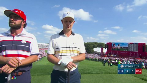 Lowry's critical putt retains Ryder Cup for Europe