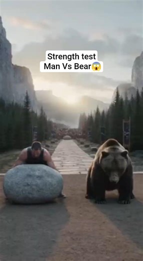 Human vs Bear | Stone Carry Endurance Test #youtubevideo #animal #youtubeshorts #shorts #bear